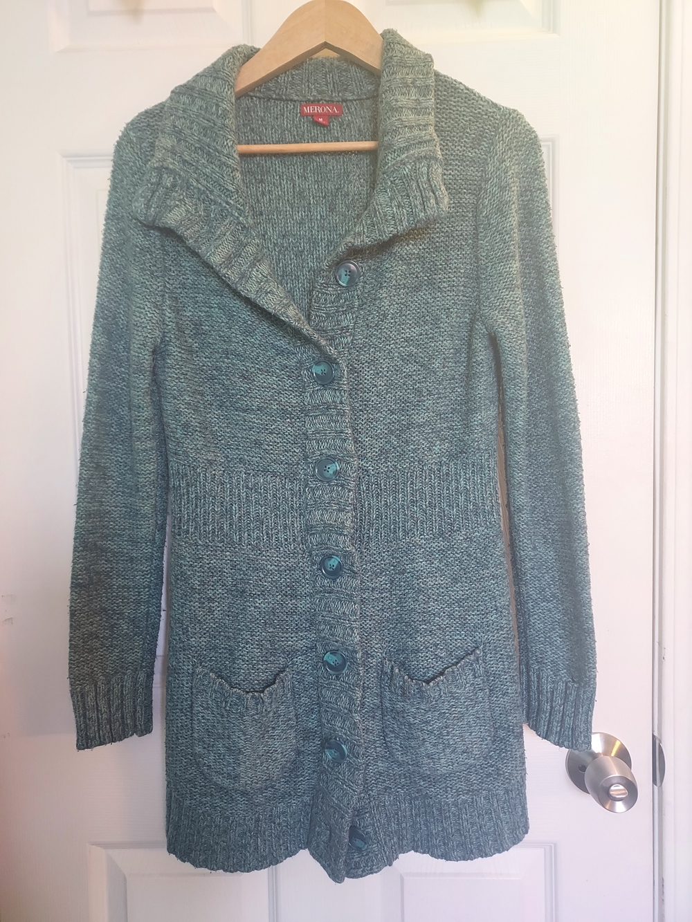 Merona Hunter Green Button-Up Shawl Collar Cardigan